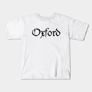 Medieval Calligraphy Oxford Black Lettering Kids T-Shirt